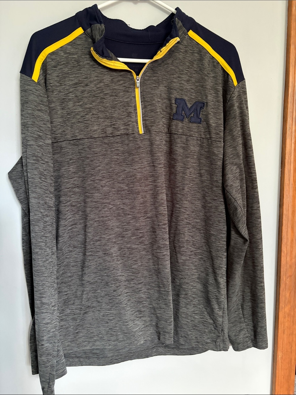 Colosseum Gray Heather 1/4 Zip Pullover with Navy & Yellow Accents